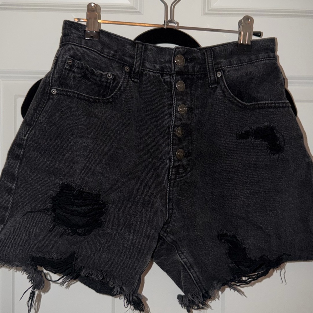 Forever 21 Black Distressed Jean Shorts
